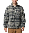 Winter Pass II Printed Sherpa Fleece Jacket - Dark Stone / Stippled Stripe - Concrete Jungle Store