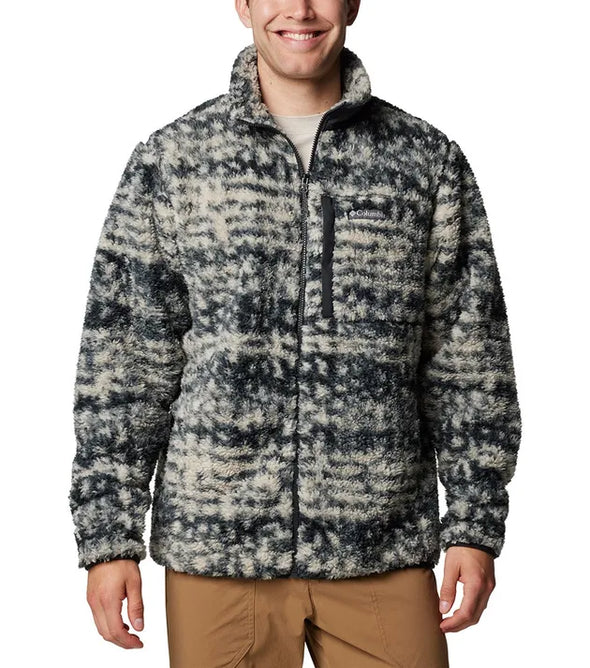 Winter Pass II Printed Sherpa Fleece Jacket - Dark Stone / Stippled Stripe - Concrete Jungle Store