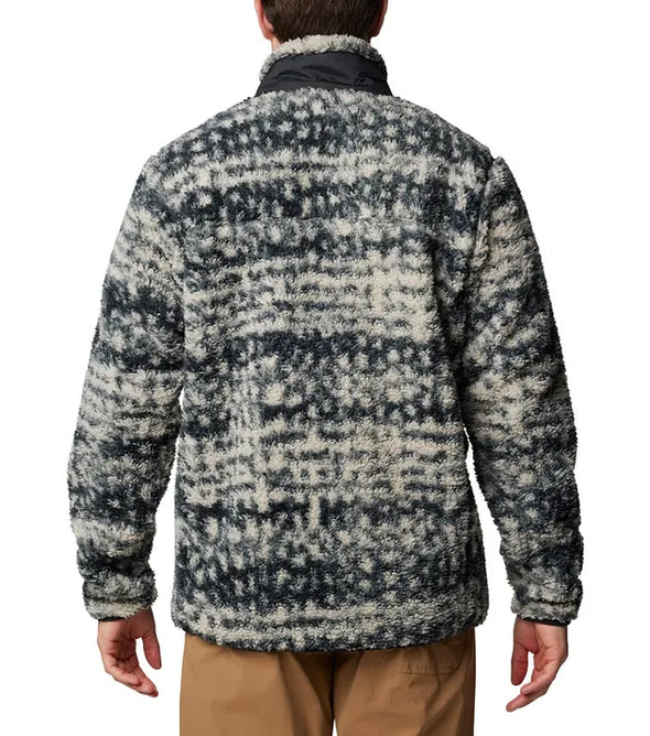 Winter Pass II Printed Sherpa Fleece Jacket - Dark Stone / Stippled Stripe - Concrete Jungle Store