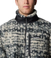 Winter Pass II Printed Sherpa Fleece Jacket - Dark Stone / Stippled Stripe - Concrete Jungle Store