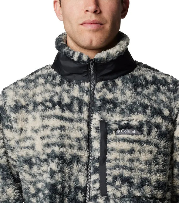 Winter Pass II Printed Sherpa Fleece Jacket - Dark Stone / Stippled Stripe - Concrete Jungle Store