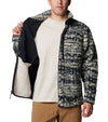 Winter Pass II Printed Sherpa Fleece Jacket - Dark Stone / Stippled Stripe - Concrete Jungle Store