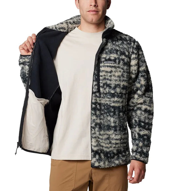 Winter Pass II Printed Sherpa Fleece Jacket - Dark Stone / Stippled Stripe - Concrete Jungle Store