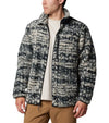 Winter Pass II Printed Sherpa Fleece Jacket - Dark Stone / Stippled Stripe - Concrete Jungle Store