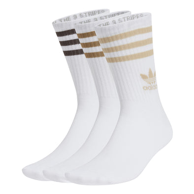 CREW SOCK 3STRIPE - WHITE | BEIGE | BROWN