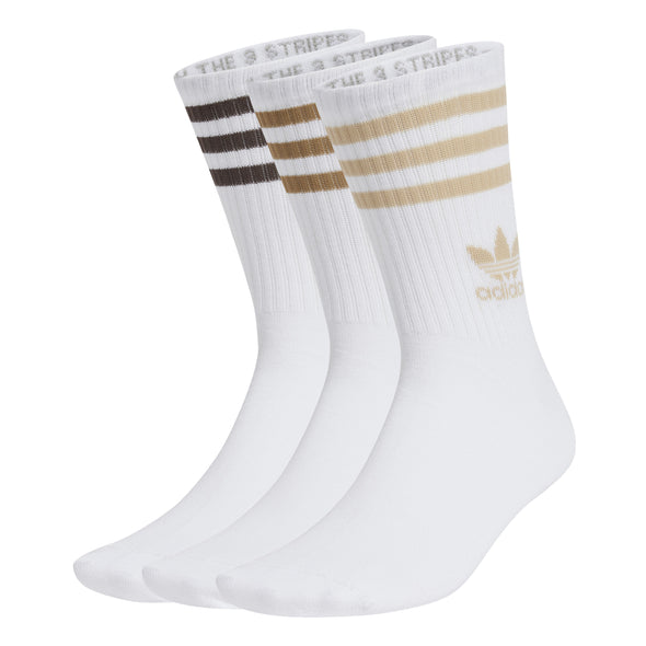 CREW SOCK 3STRIPE - WHITE | BEIGE | BROWN