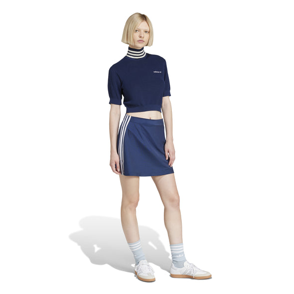 CROP TURTLENECK - NIGHT INDIGO | OFF WHITE