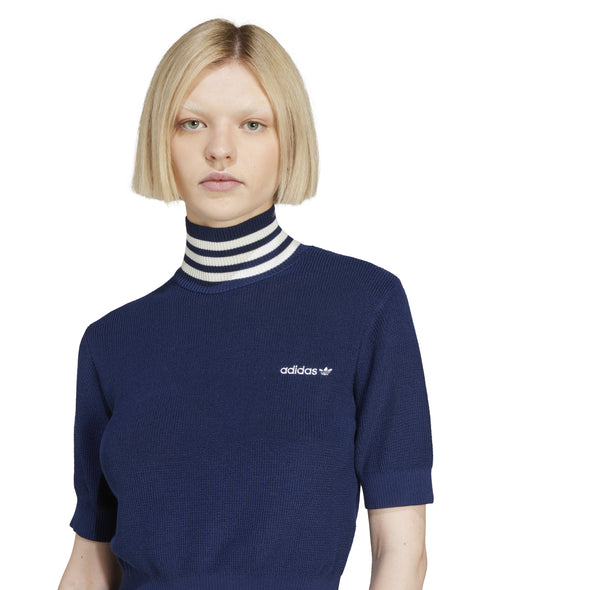 CROP TURTLENECK - NIGHT INDIGO | OFF WHITE