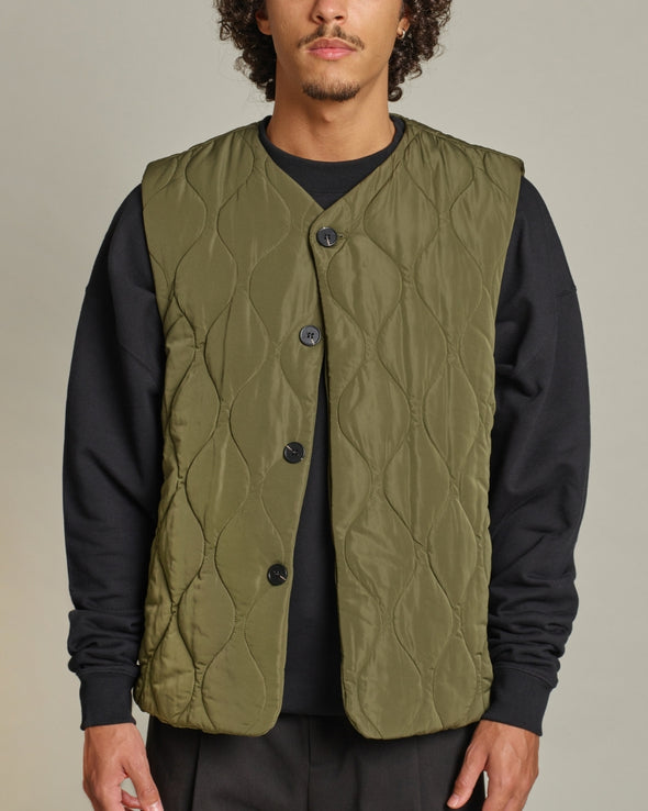 Axis Quilted Vest - Dark Olive