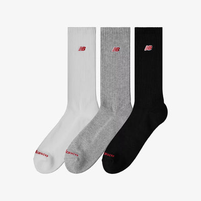 PATCH LOGO CREW SOCK 3 PACK - GREY | WHITE | BLACK