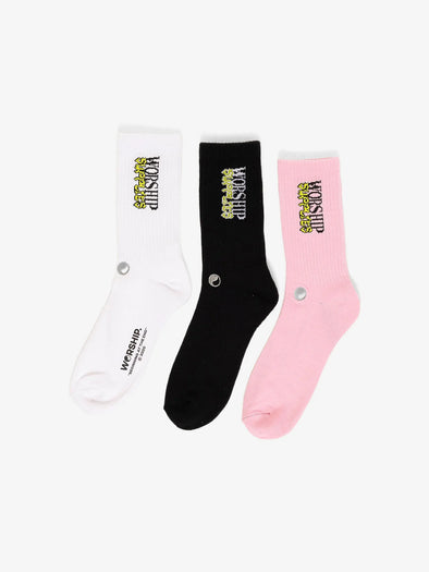 DOMINATION SOCKS 3-PACK - WHITE | LILAC | BLACK