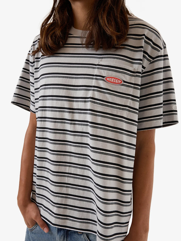 CHALICE STRIPE POCKET TEE - VAPOUR GREY