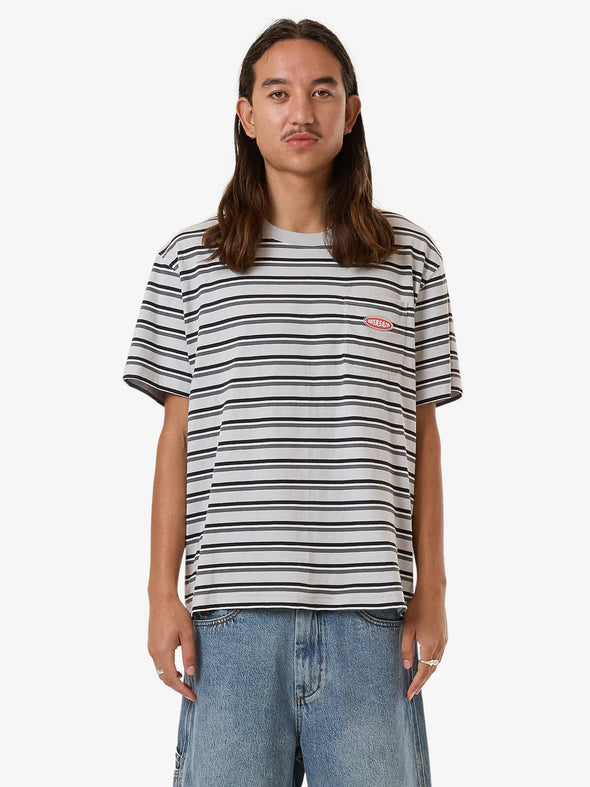 CHALICE STRIPE POCKET TEE - VAPOUR GREY