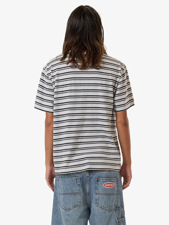 CHALICE STRIPE POCKET TEE - VAPOUR GREY