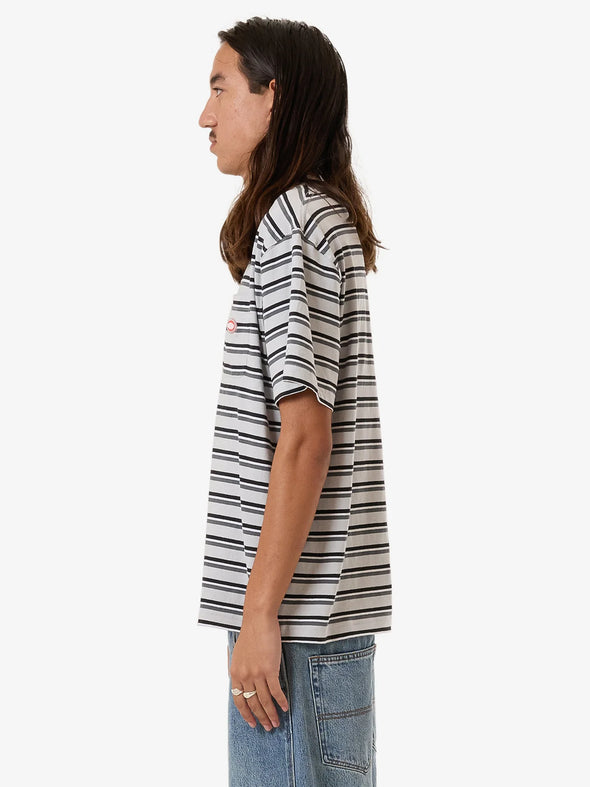 CHALICE STRIPE POCKET TEE - VAPOUR GREY