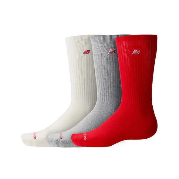 PATCH LOGO CREW SOCK 3 PACK - RED | ECRU | GREY