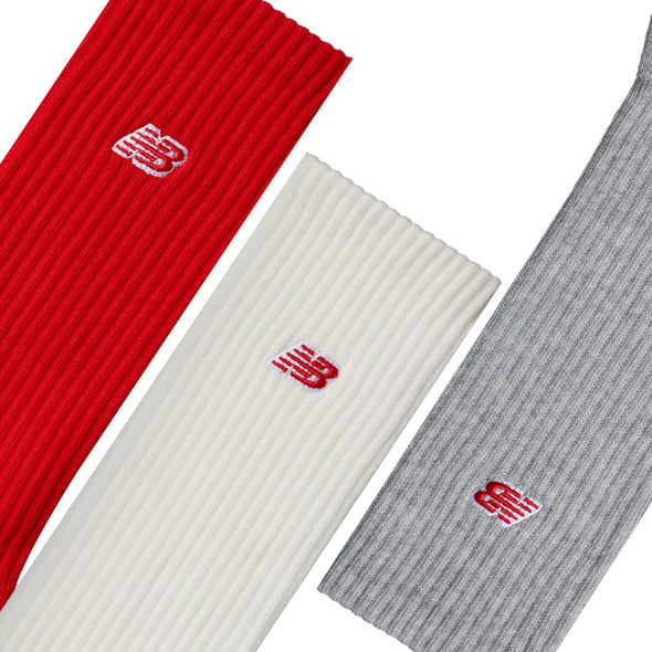 PATCH LOGO CREW SOCK 3 PACK - RED | ECRU | GREY