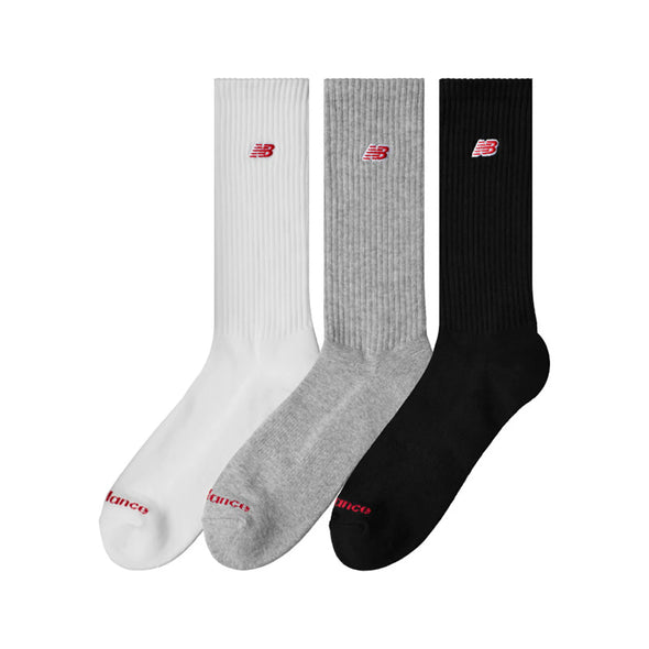 PATCH LOGO CREW SOCK 3 PACK - WHITE | GREY | BLACK